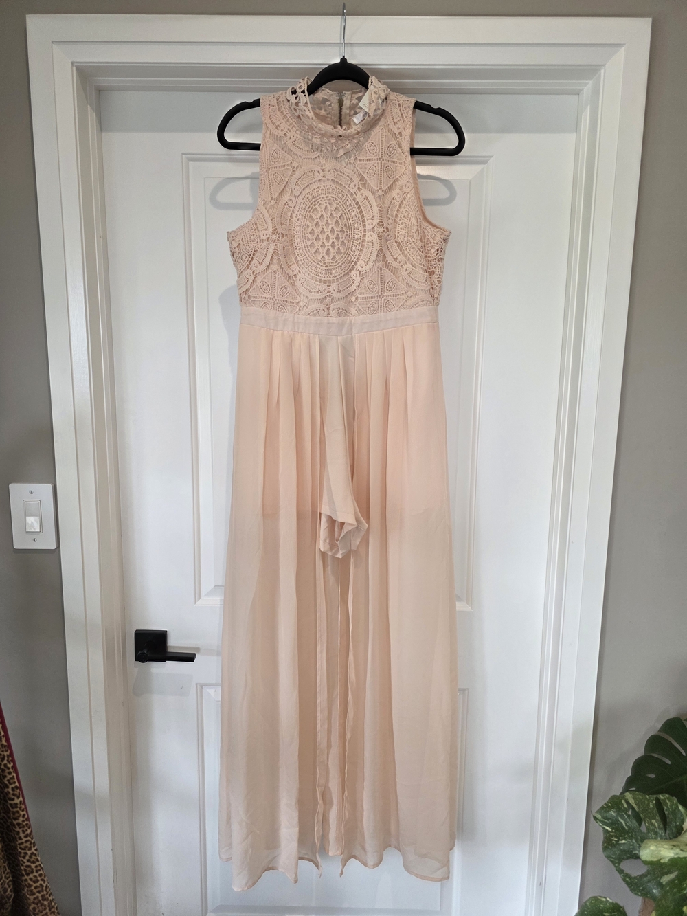Streetwear Society Blush Lace Chiffon Maxi Dress